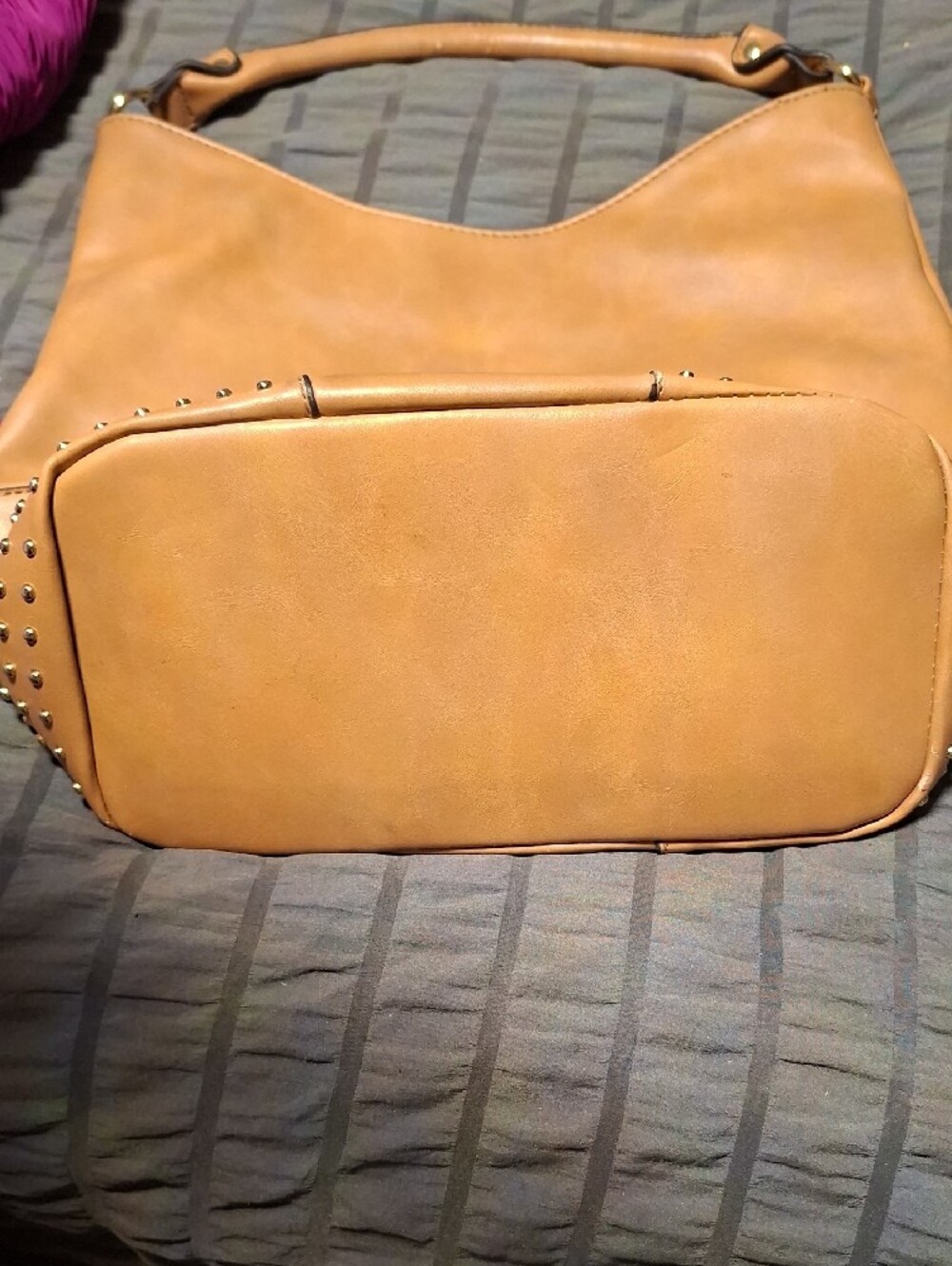 Italina Brown Studded Shoulder Bag - Picture 5 of 9